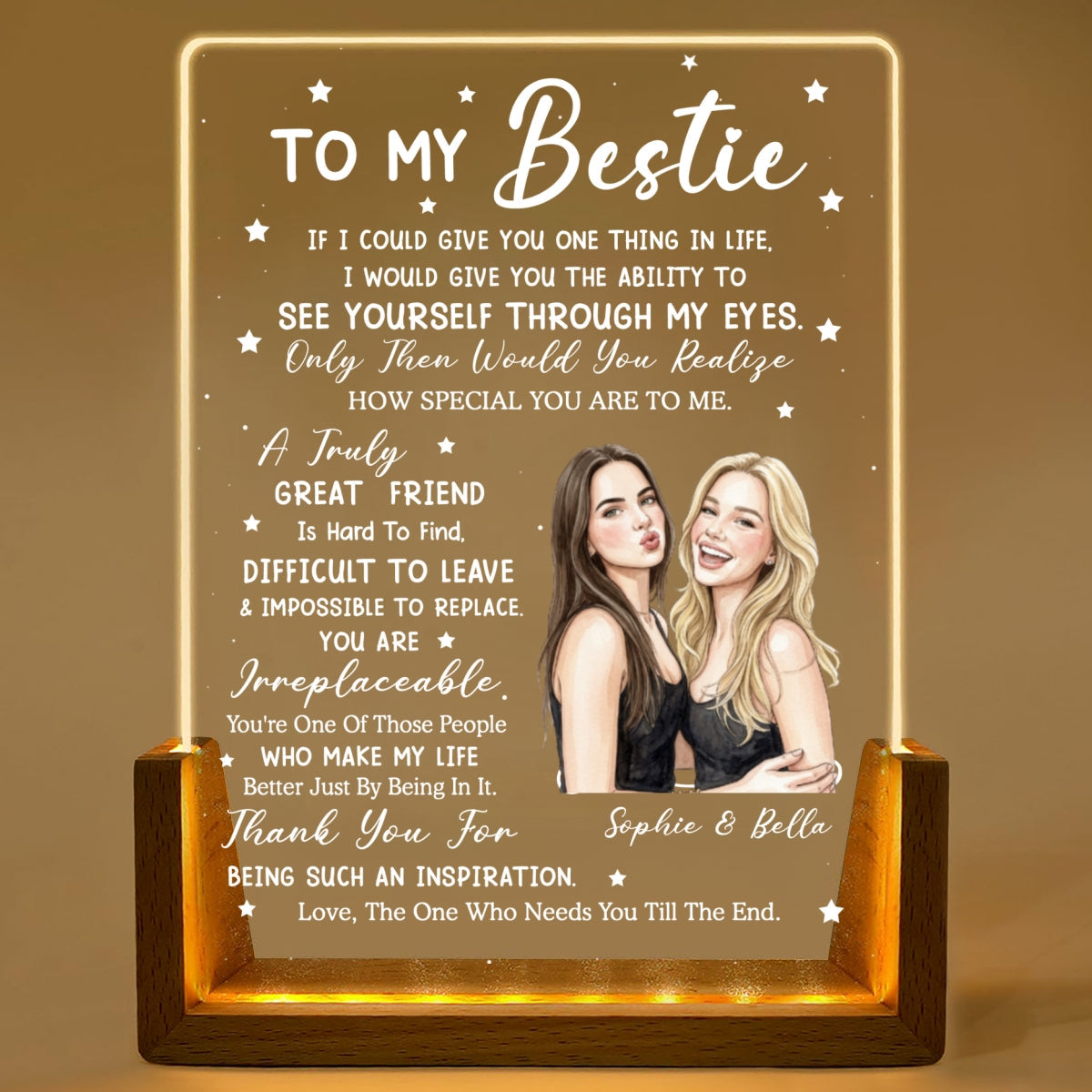 Custom Photo Gift for Best Friends, Sister, Birthday & Christmas • You Mean So Much - Personalized Night Light