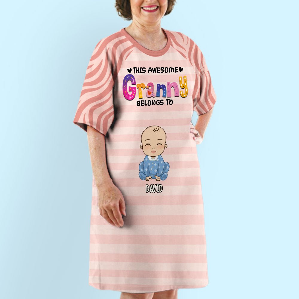 Awesome Grandma And Kids - Personalized 3/4 Sleeve Dress