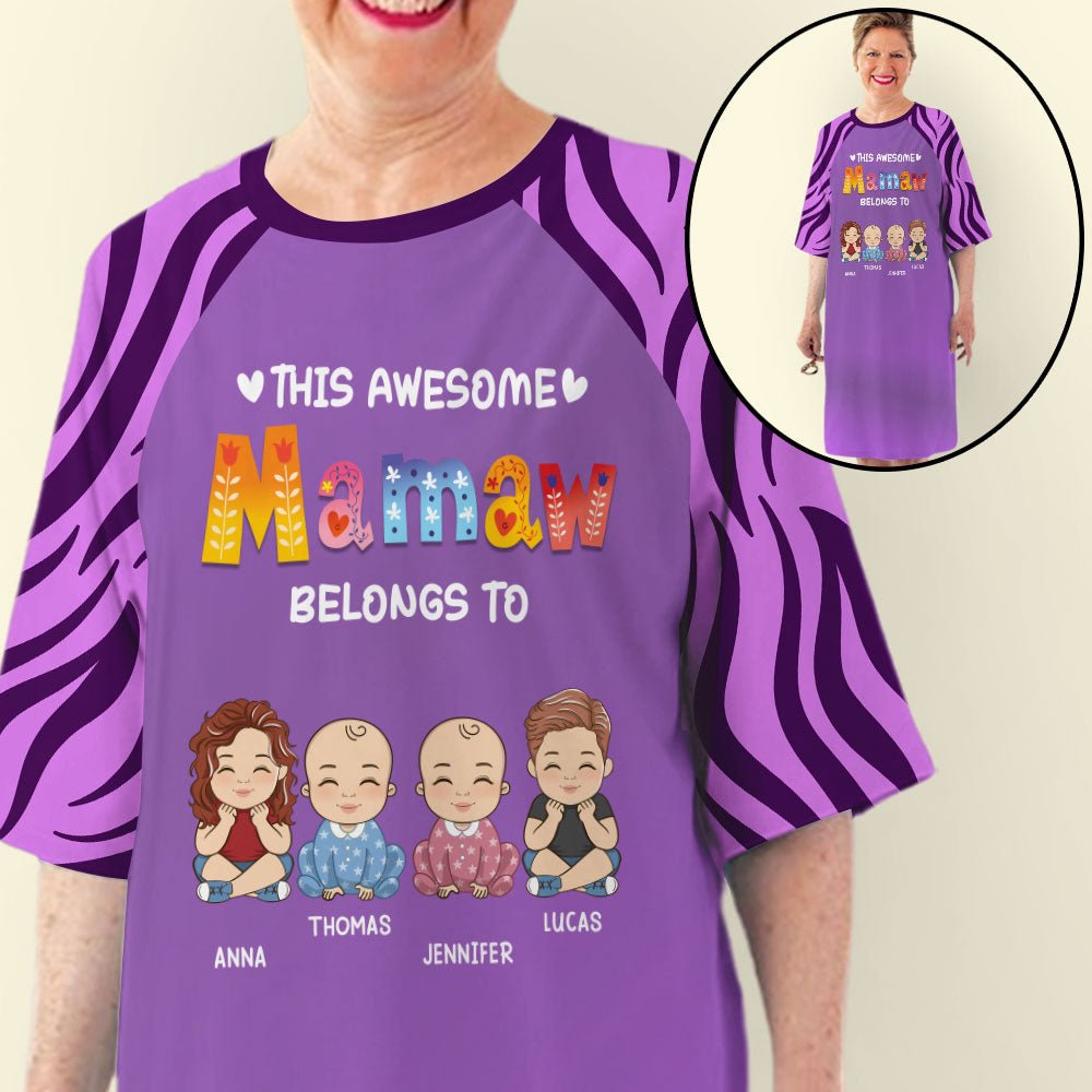 Awesome Grandma - Personalized 3/4 Sleeve Dress