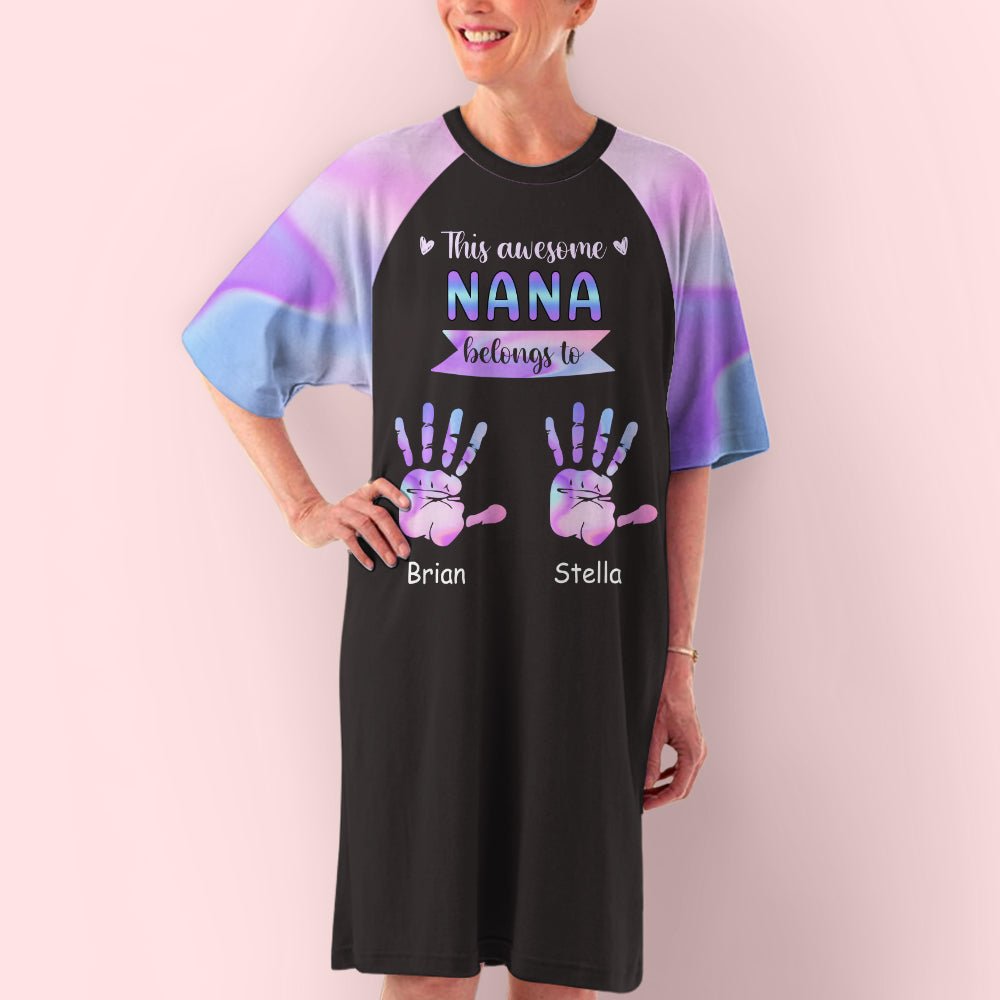 Awesome Grandma With Hands - Personalized 3/4 Sleeve Dress