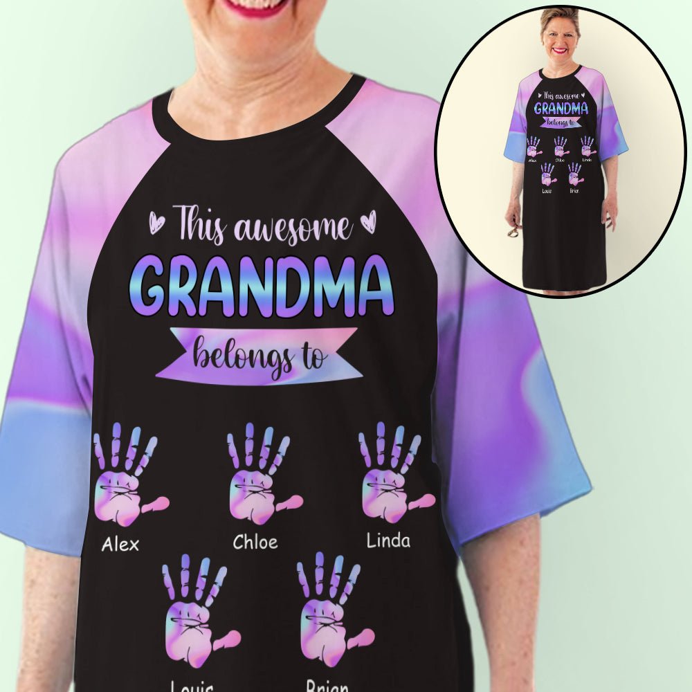 Awesome Grandma With Hands - Personalized 3/4 Sleeve Dress
