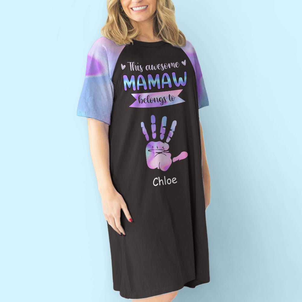 Awesome Grandma With Hands - Personalized 3/4 Sleeve Dress