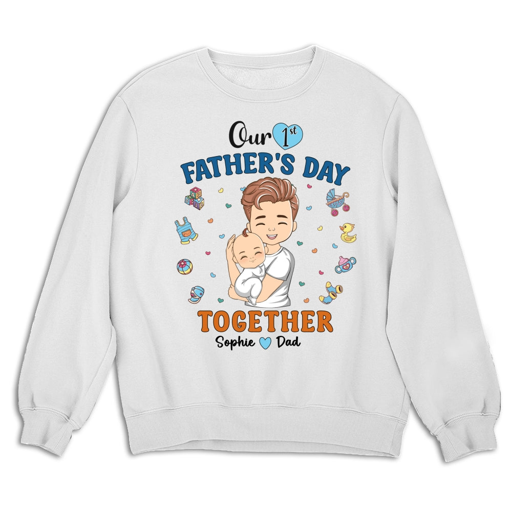 Custom First Father's Day, Christmas Gift for New Dad • 1st Fathers Day Together - Personalized Shirt