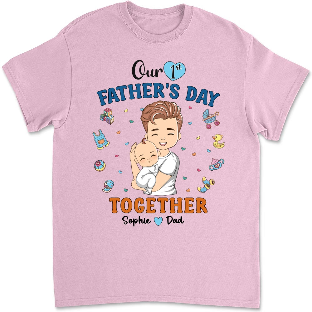 Custom First Father's Day, Christmas Gift for New Dad • 1st Fathers Day Together - Personalized Shirt