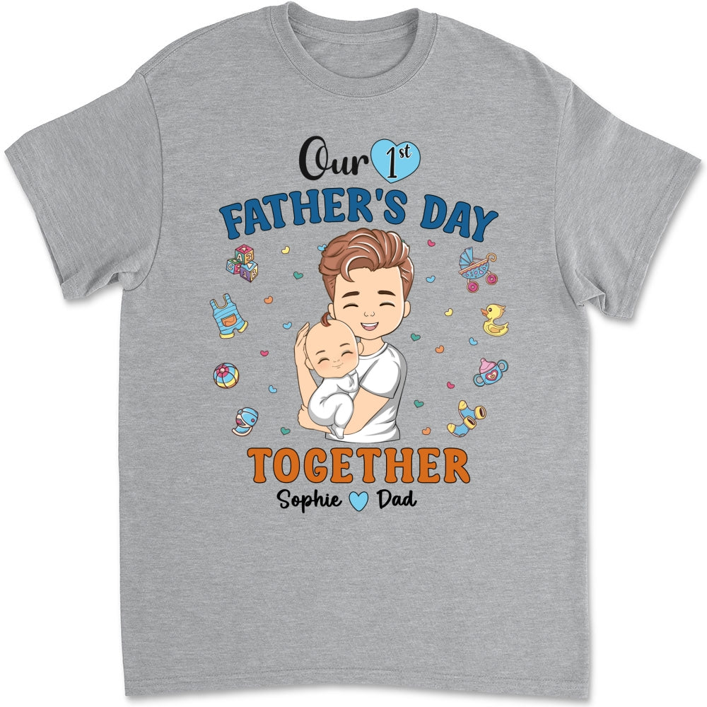 Custom First Father's Day, Christmas Gift for New Dad • 1st Fathers Day Together - Personalized Shirt