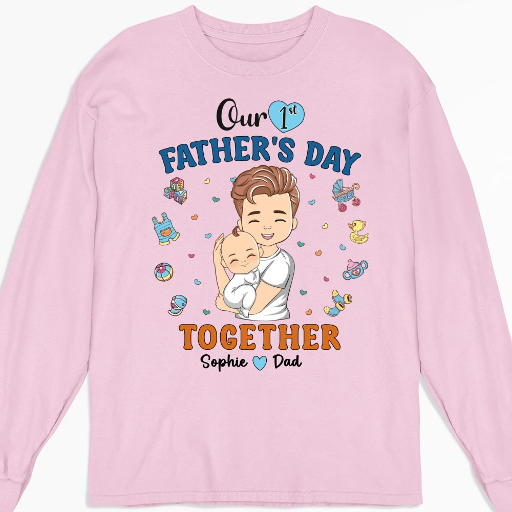 Custom First Father's Day, Christmas Gift for New Dad • 1st Fathers Day Together - Personalized Shirt