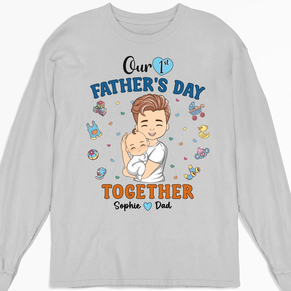 Custom First Father's Day, Christmas Gift for New Dad • 1st Fathers Day Together - Personalized Shirt