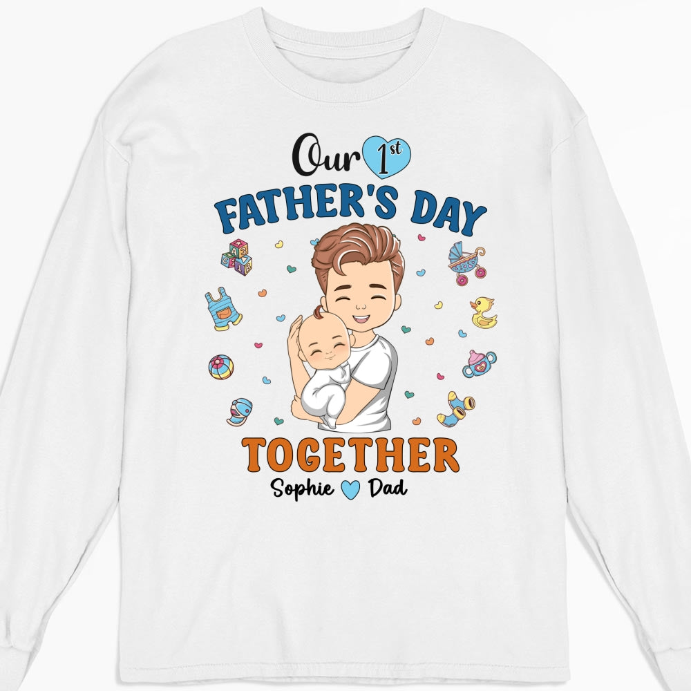 Custom First Father's Day, Christmas Gift for New Dad • 1st Fathers Day Together - Personalized Shirt
