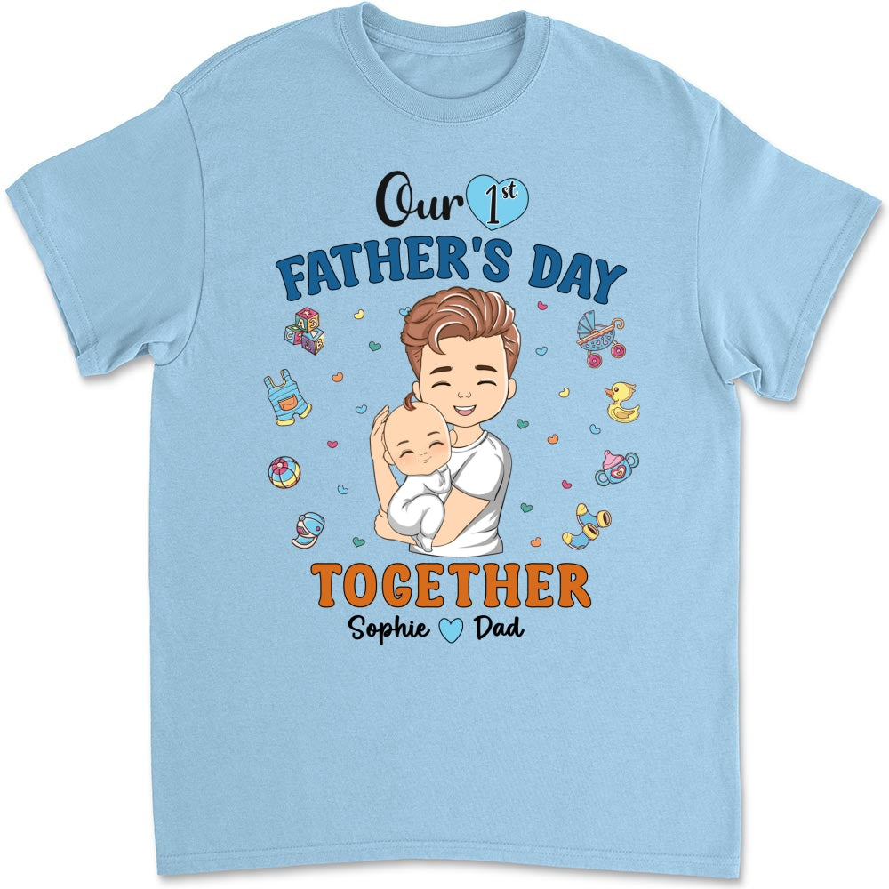 Custom First Father's Day, Christmas Gift for New Dad • 1st Fathers Day Together - Personalized Shirt