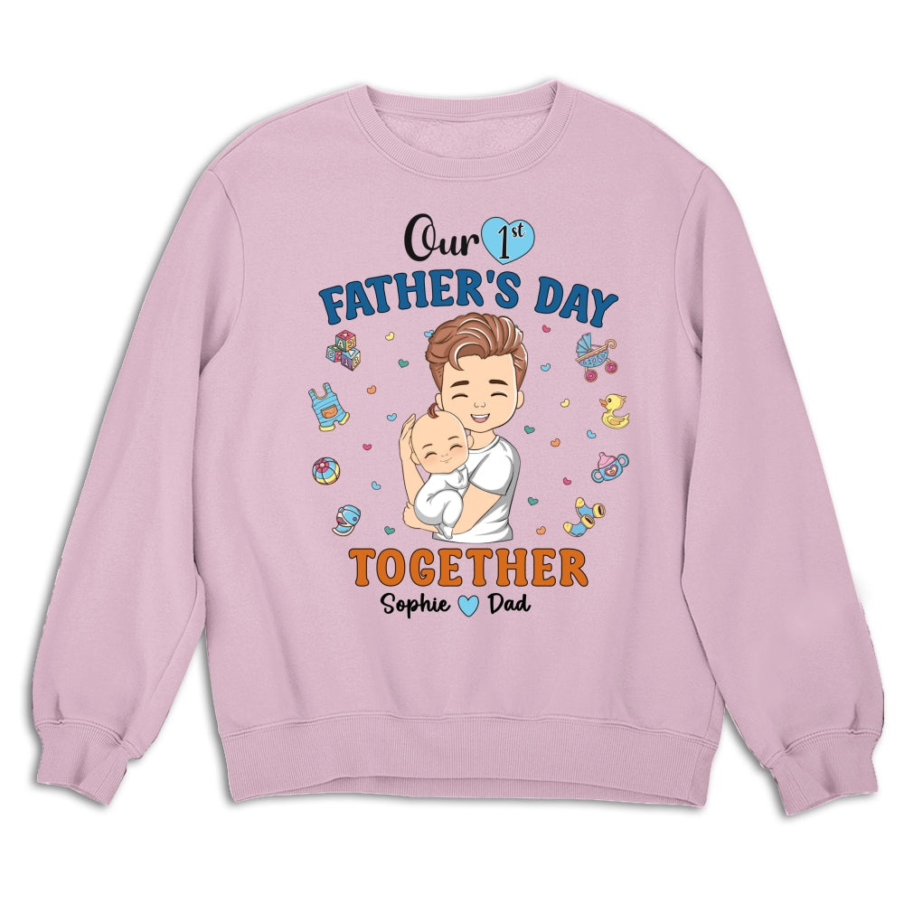 Custom First Father's Day, Christmas Gift for New Dad • 1st Fathers Day Together - Personalized Shirt