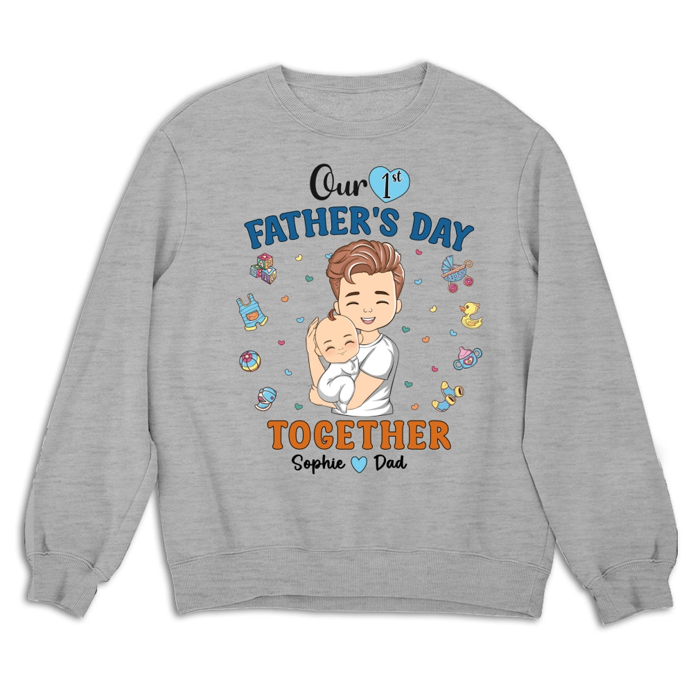 Custom First Father's Day, Christmas Gift for New Dad • 1st Fathers Day Together - Personalized Shirt