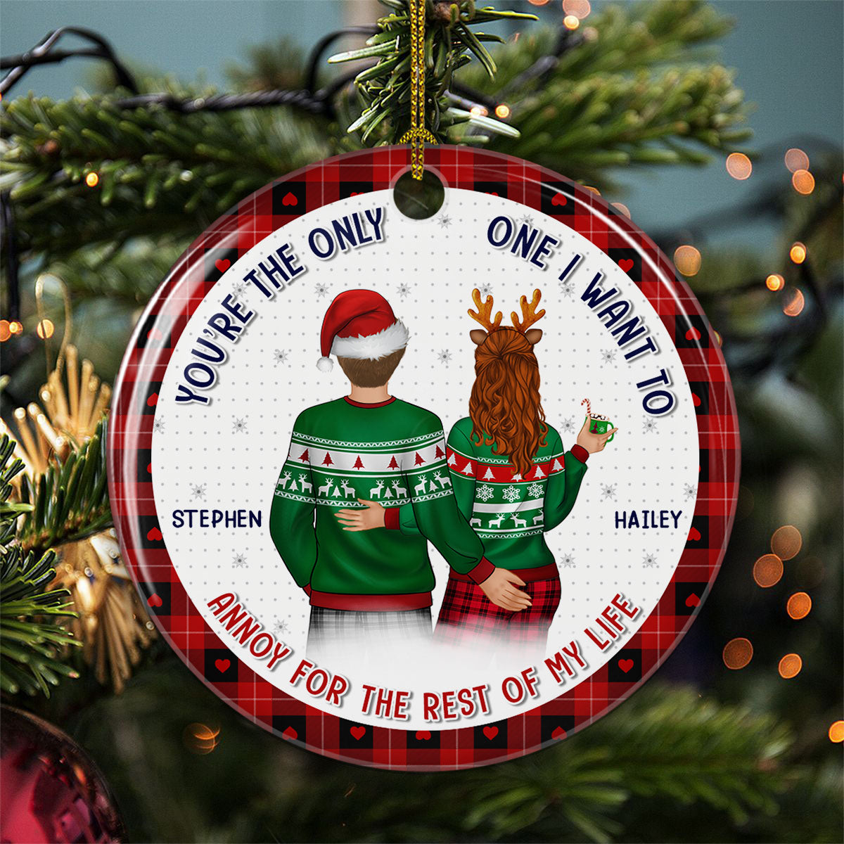 Custom Couple Christmas Ornament, Anniversary Gift •  You Are By Far My Favorite Husband - Personalized Ceramic Ornament