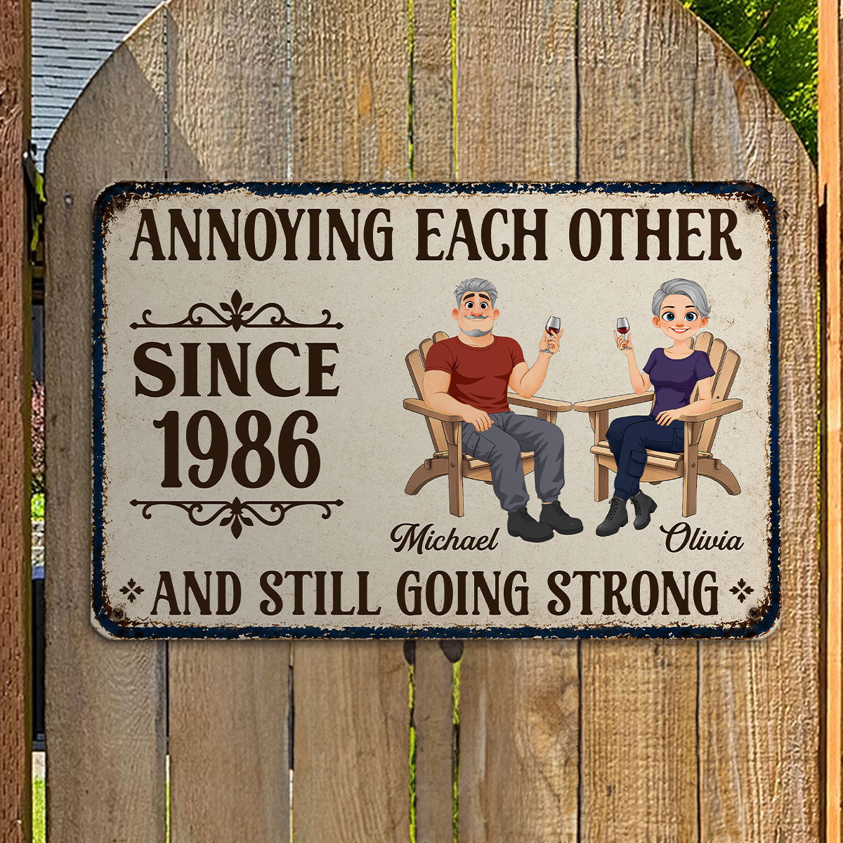 Custom Couple Anniversary Wall Decor Keepsake Gift • Couple Relaxing - Personalized Metal Sign