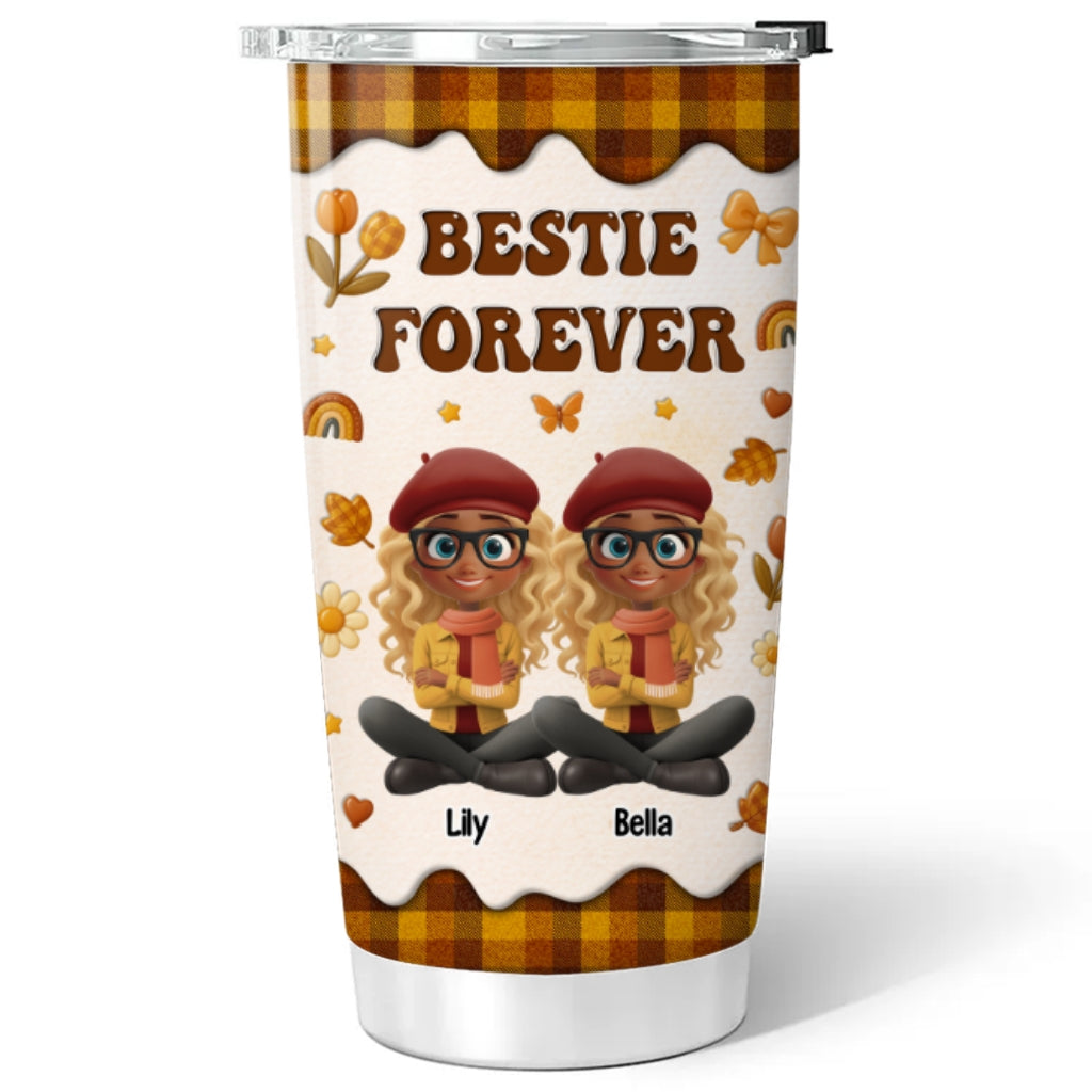 Custom Christmas Birthday Gifts For Sister, Friend • Bestie Forever Autumn - Personalized Tumbler