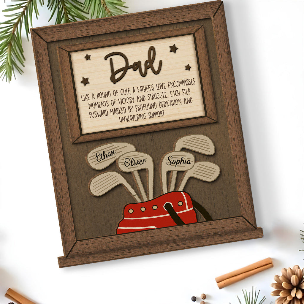 Custom Decor, Christmas Birthday Anniversary Gift Keepsake • Dad Swings With Steady Love - Personalized 2-Layer Wood Plaque With Flat Base