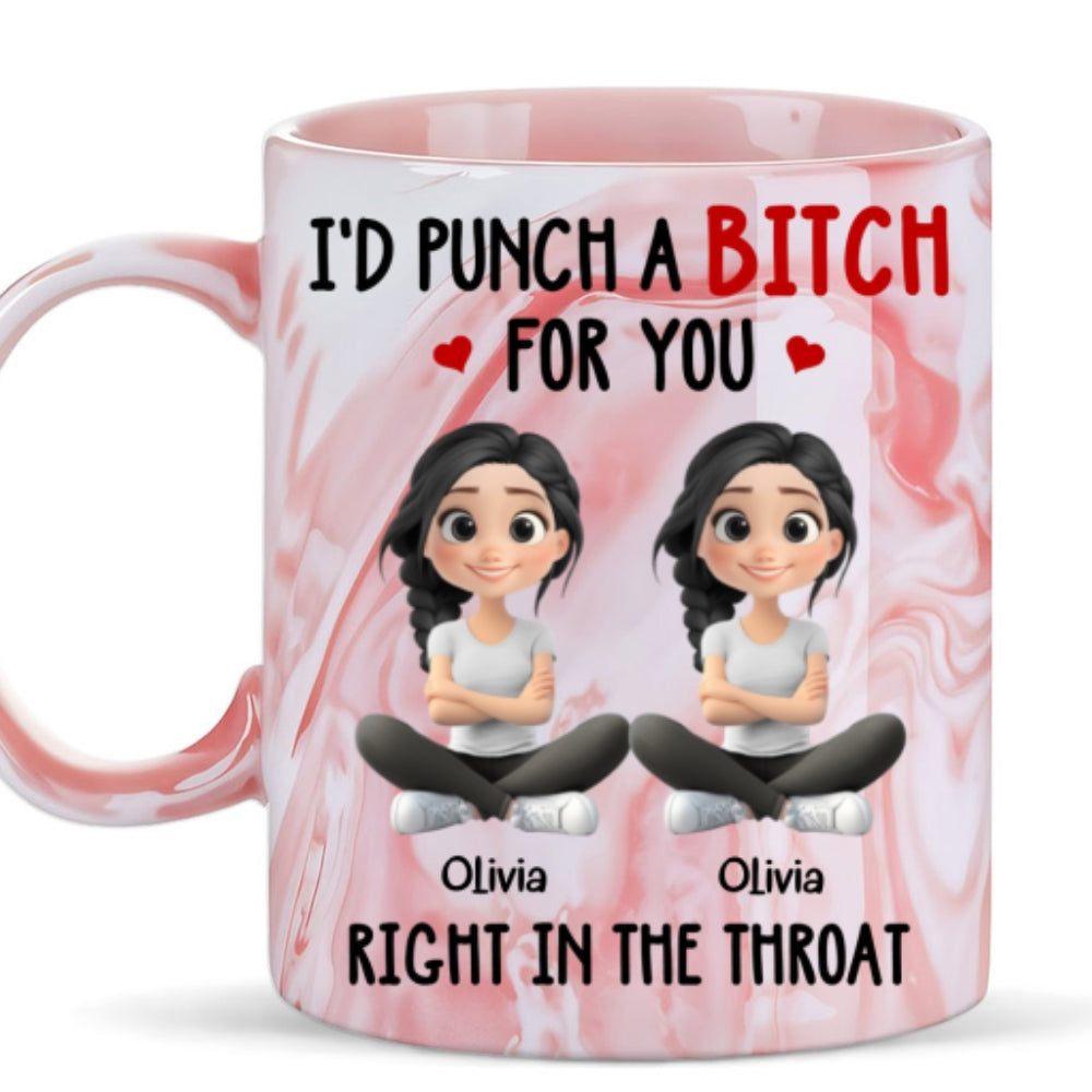 Custom Best Friend, Christmas & Birthday Friendship Keepsake Gift • Besties Forever Together - Personalized Pink Marble Mug