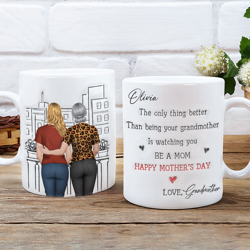 Custom Christmas & Birthday Gift for Granddaughter • Watching You Be Caring Grandmother - Personalized 3D Inflated Mug