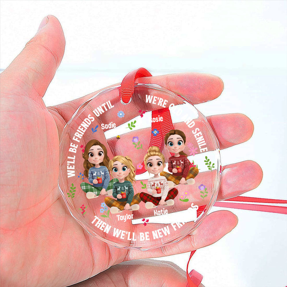 Custom Friendship Christmas Ornament, Best Friend Gift •  Best Besties Ever - Personalized Glass Ornament