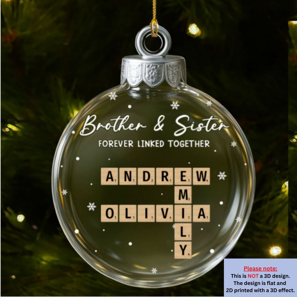 Custom Brothers & Sisters Christmas Ornament •  Family Roots Keep Us Close - Personalized 3D Effect Acrylic Ornament