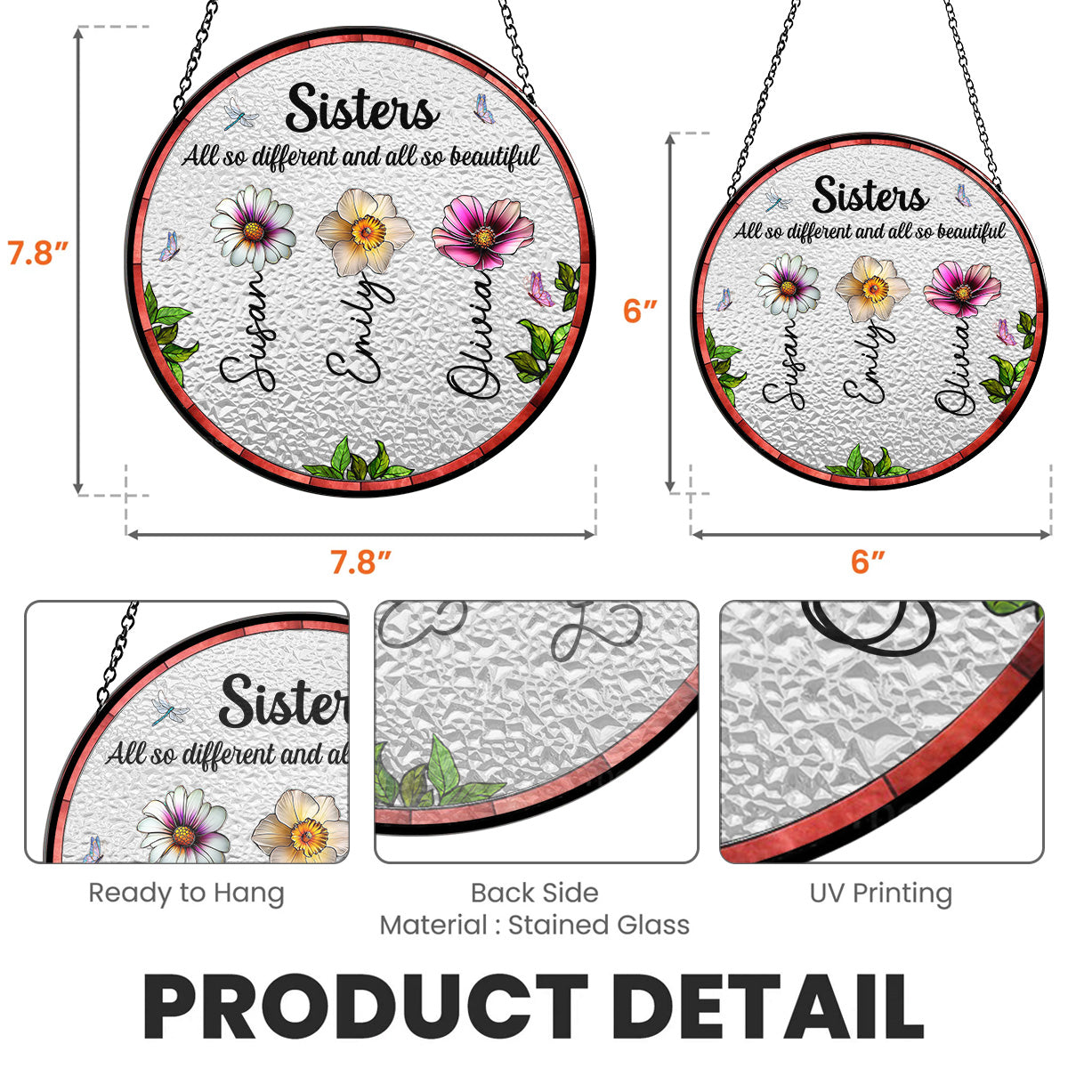 Custom Family Name Hanging Decor, Christmas Birthday Gift •  Sisters Are All So Beautiful - Personalized Window Hanging Suncatcher