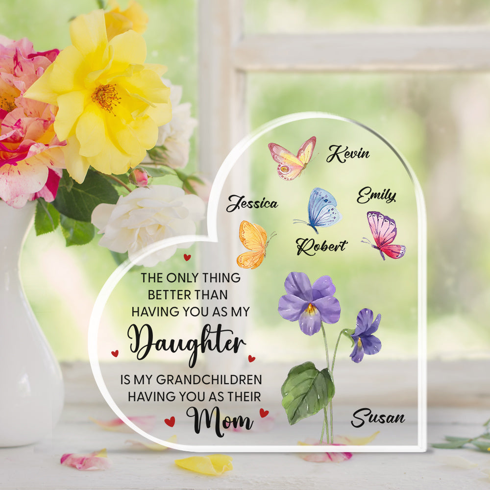 Custom Mother's Day Decor, Gift for Mom & Grandma • Having You As Mom - Personalized Acrylic Plaque