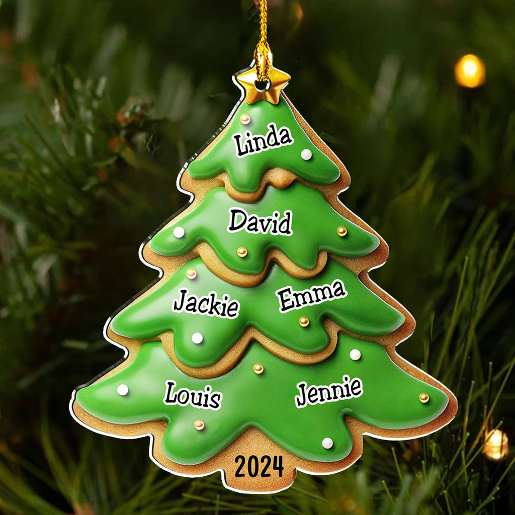 Custom Family Ornament, Christmas Gift for Family Members •  Family Gingerbread Name - Personalized Acrylic Ornament