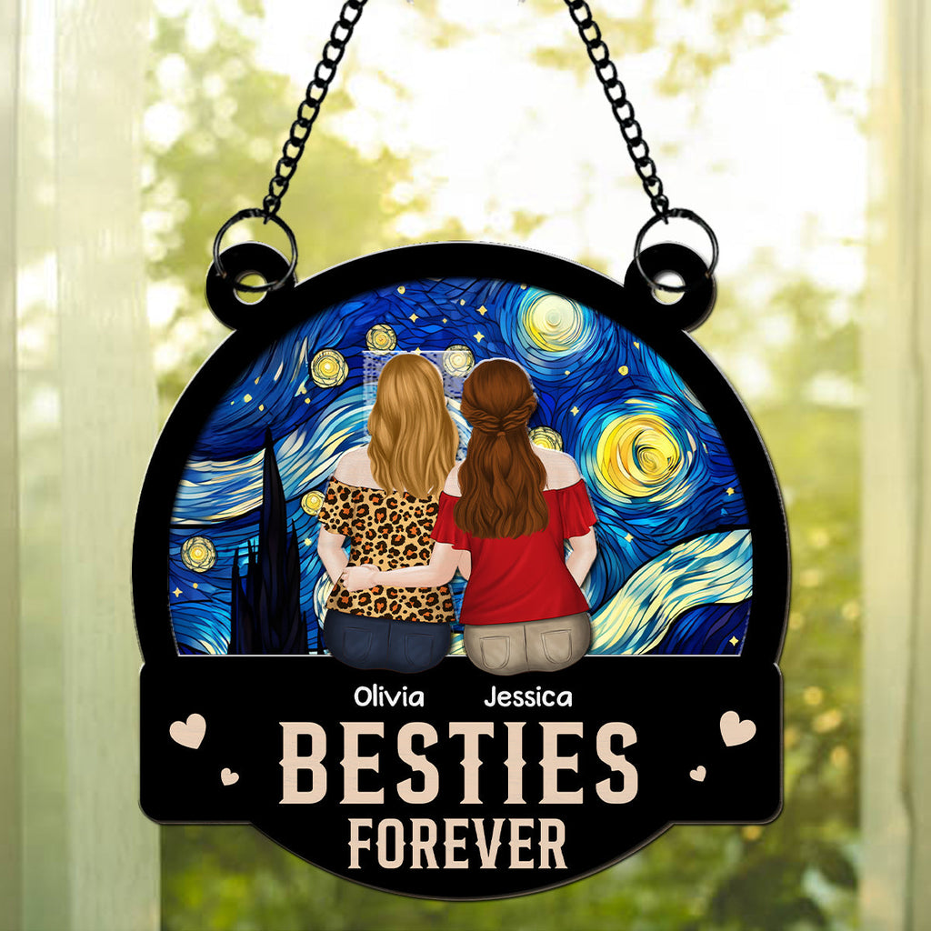 Custom Best Friend Hanging Decor, Friendship Birthday Gifts • Besties Forever - Personalized Suncatcher
