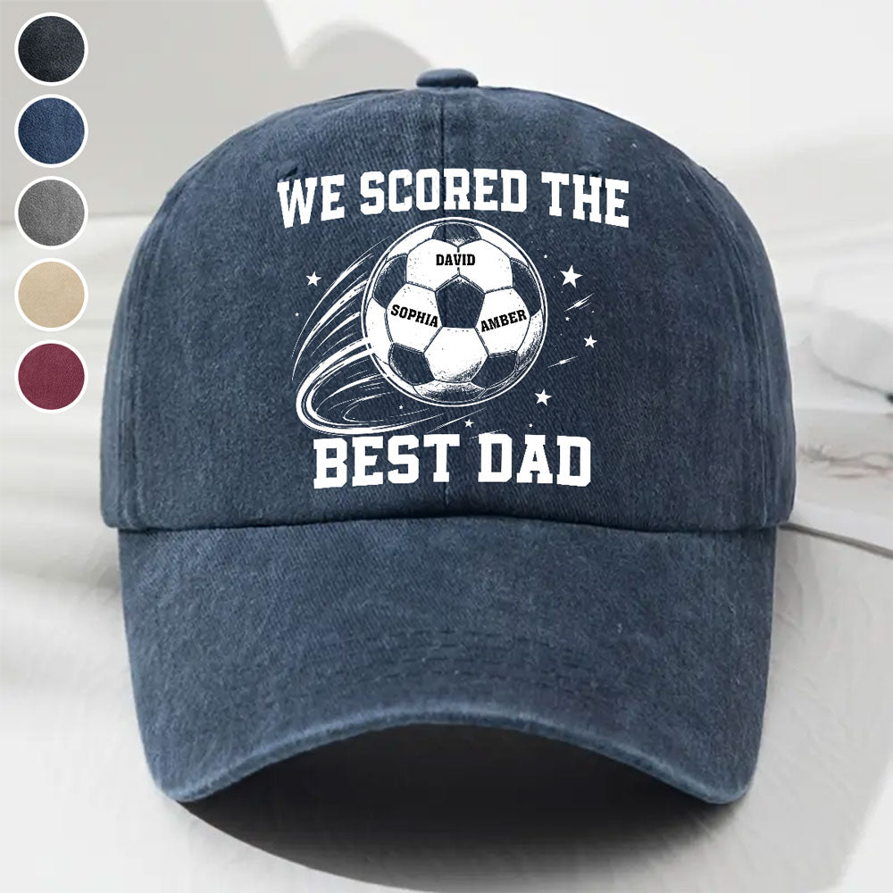Custom Father's Day Christmas Birthday Gifts for Dad • Soccer Daddy - Personalized Vintage Washed Denim Cap