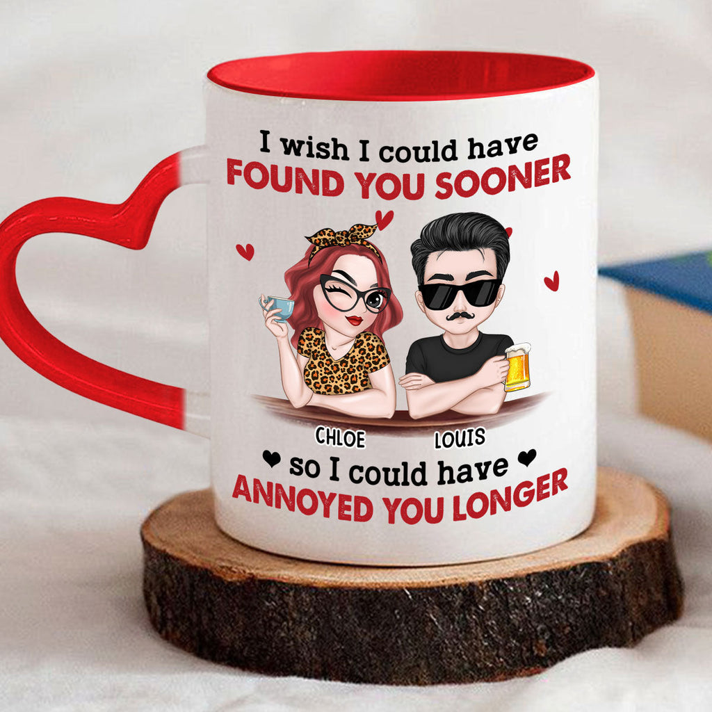 Custom Anniversary Keepsake Gifts For Couple • I Wish I Could - Personalized Heart Handle Mug
