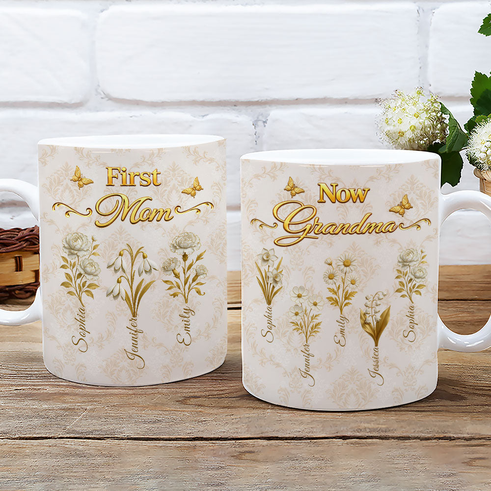 Custom Mother's Day Gift for Mom & Grandma • First Mom Now Grandma Vintage - Personalized Coffee Mug