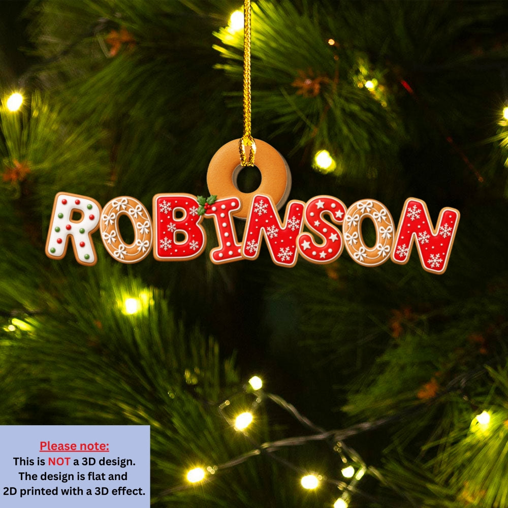 Custom Letter Christmas Ornament & Stocking Tag with Name • Home Is Christmas With Family - Personalized 3D Effect Wood Ornament