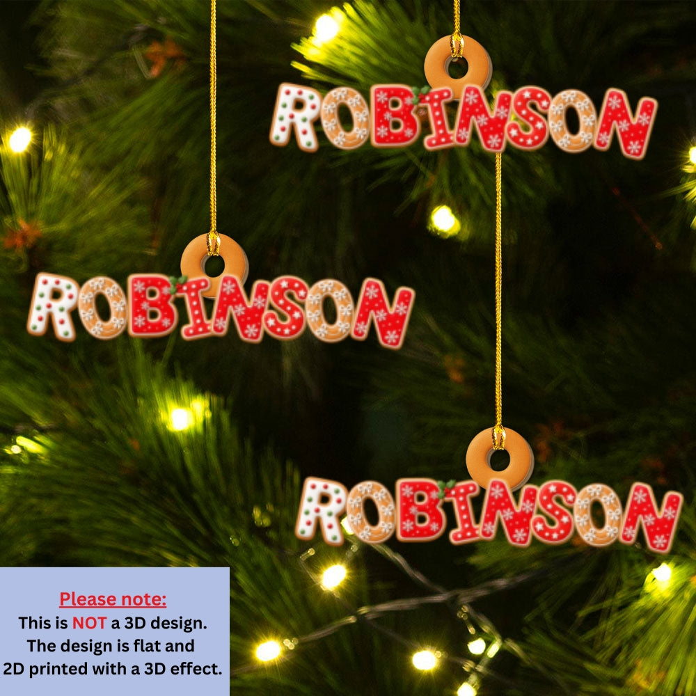 Custom Letter Christmas Ornament & Stocking Tag with Name • Home Is Christmas With Family - Personalized 3D Effect Wood Ornament