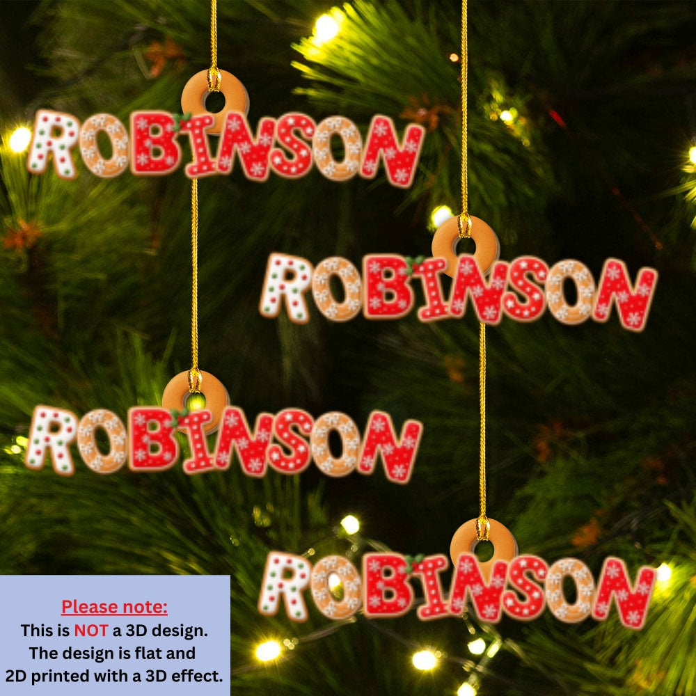 Custom Letter Christmas Ornament & Stocking Tag with Name • Home Is Christmas With Family - Personalized 3D Effect Wood Ornament