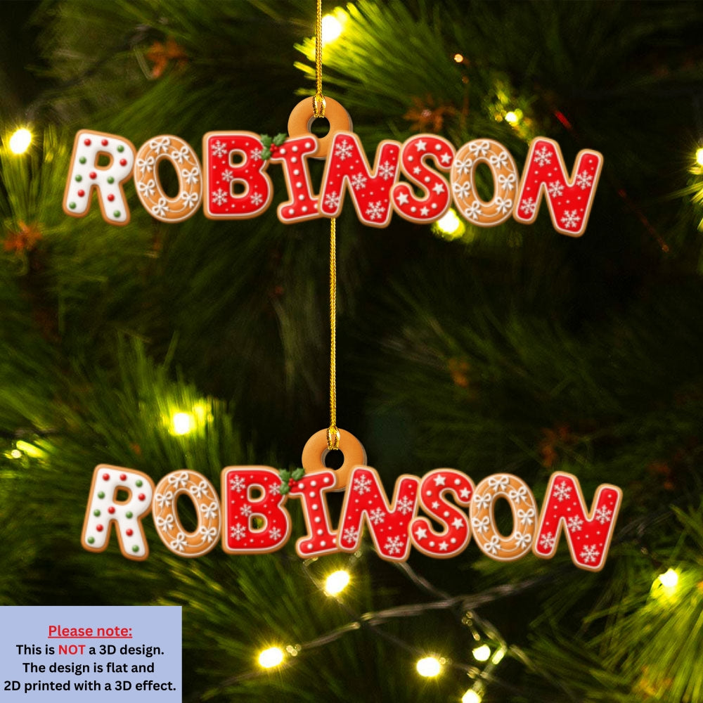Custom Letter Christmas Ornament & Stocking Tag with Name • Home Is Christmas With Family - Personalized 3D Effect Wood Ornament
