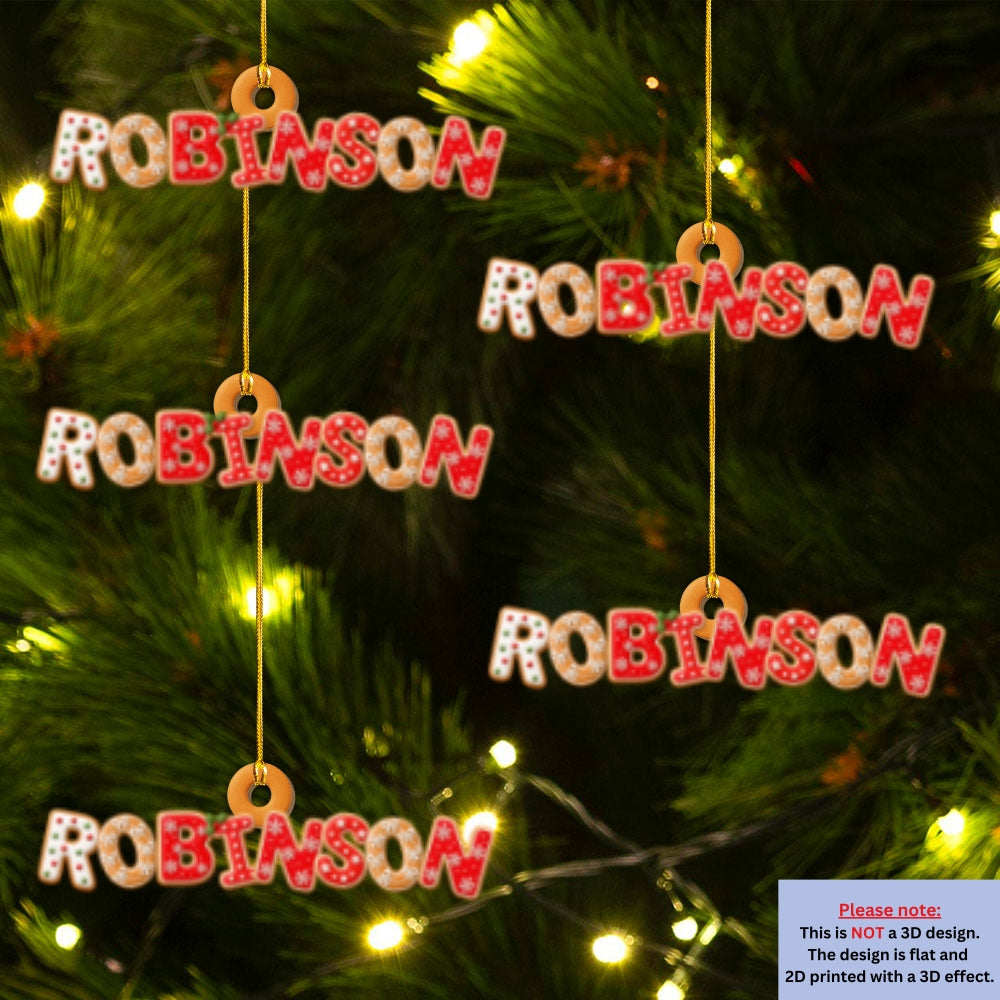Custom Letter Christmas Ornament & Stocking Tag with Name • Home Is Christmas With Family - Personalized 3D Effect Wood Ornament