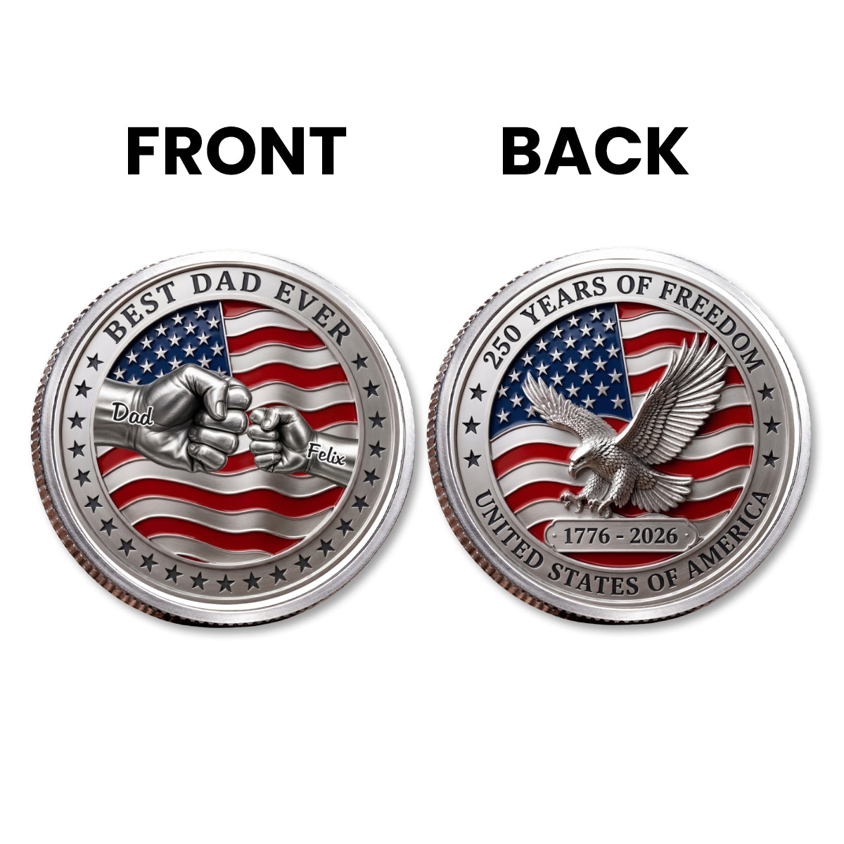 Stars And Stripes Dad - Personalized Commemorative Keepsake Coin