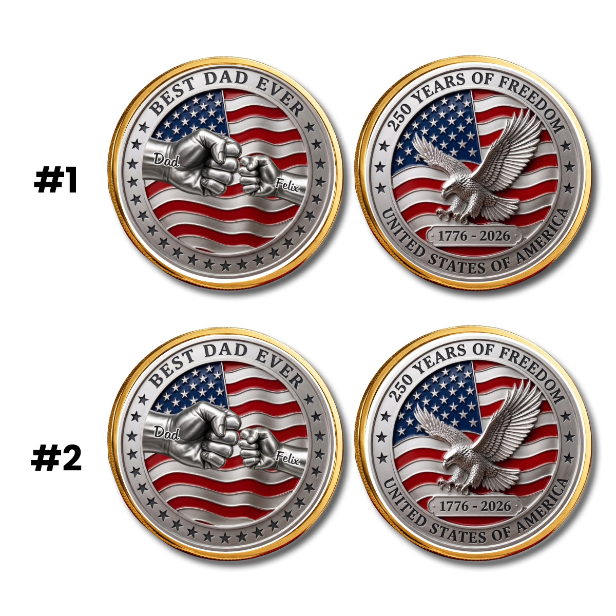 Stars And Stripes Dad - Personalized Commemorative Keepsake Coin