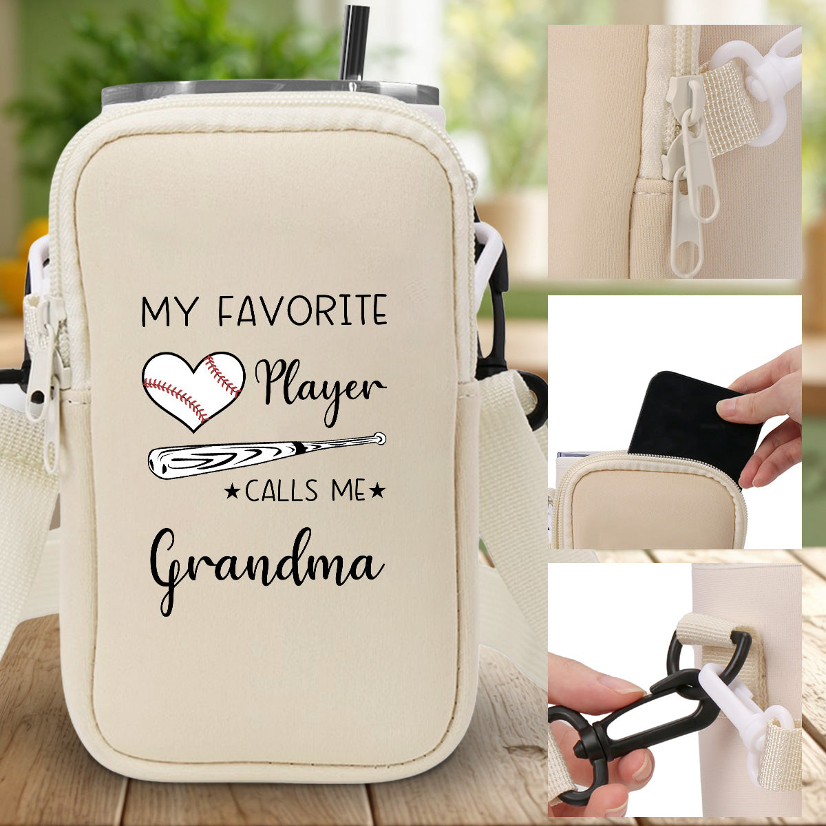 Grandma Little Champion - Personalized Water Bottle Carrier Bag