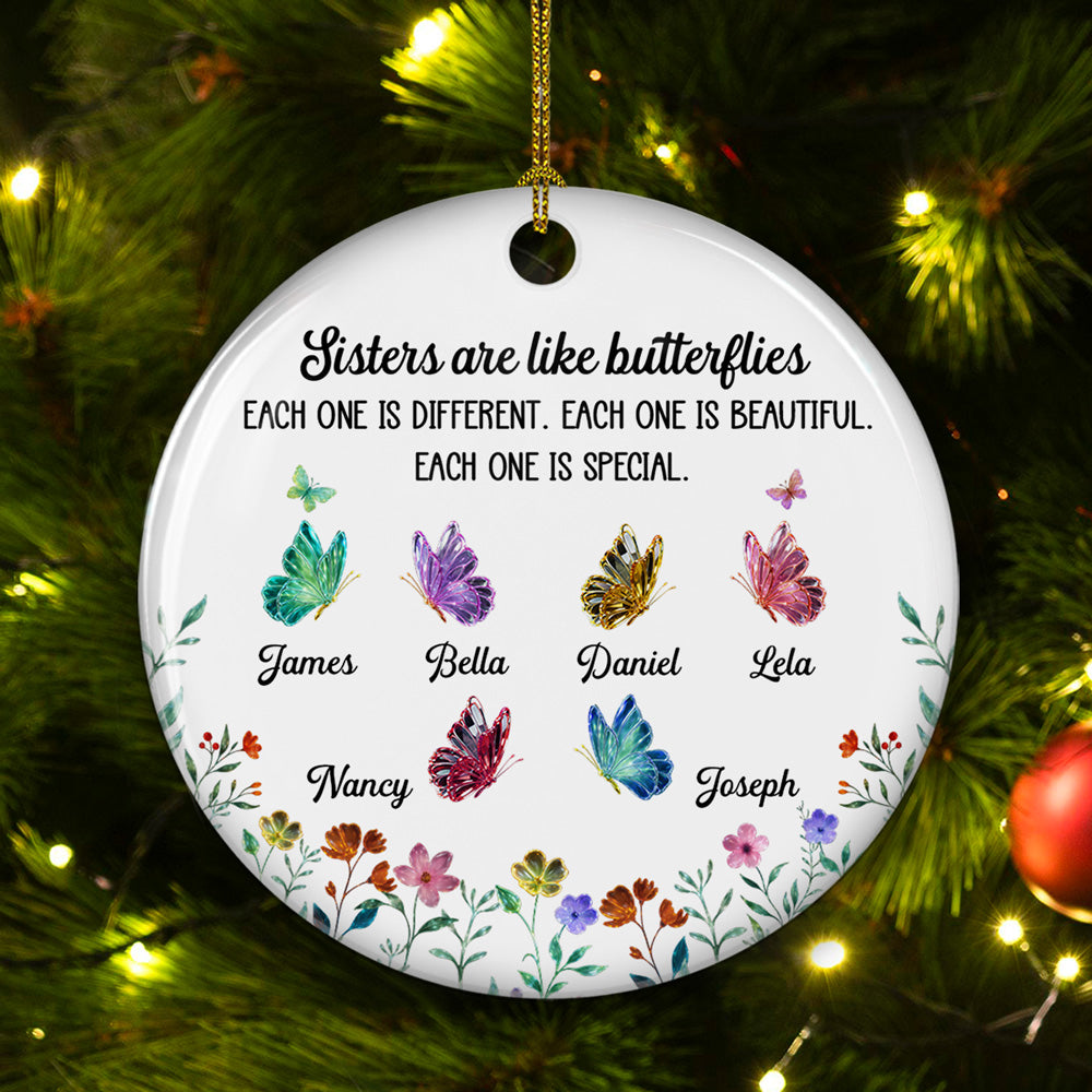 Custom Sister Christmas Ornament •  Festive Sister - Personalized Ceramic Ornament