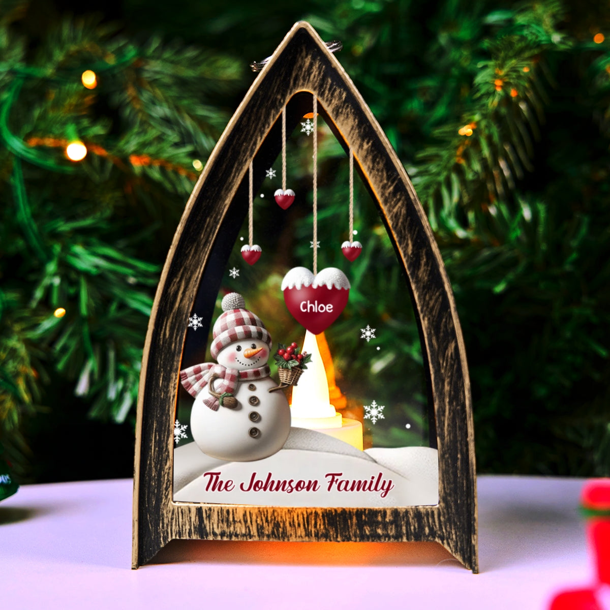 Custom Name Christmas Table Light, Gift for Family Members • Sweet Heart - Personalized Table Lantern