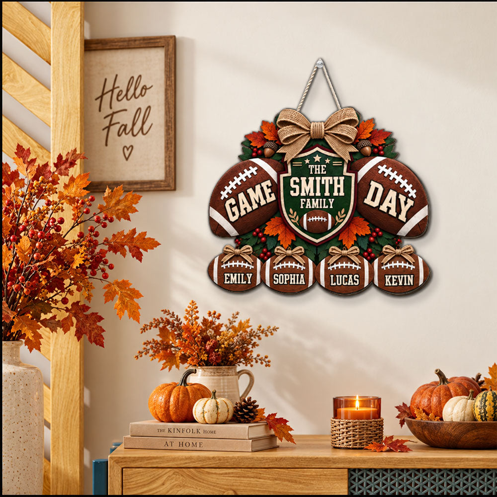 Our House And Our Huddle - Personalized Wood Sign