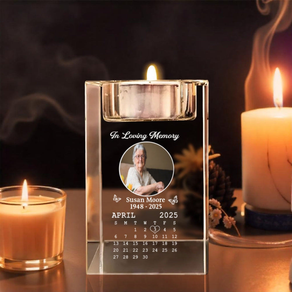 In My Memory - Personalized Crystal Candle Holder
