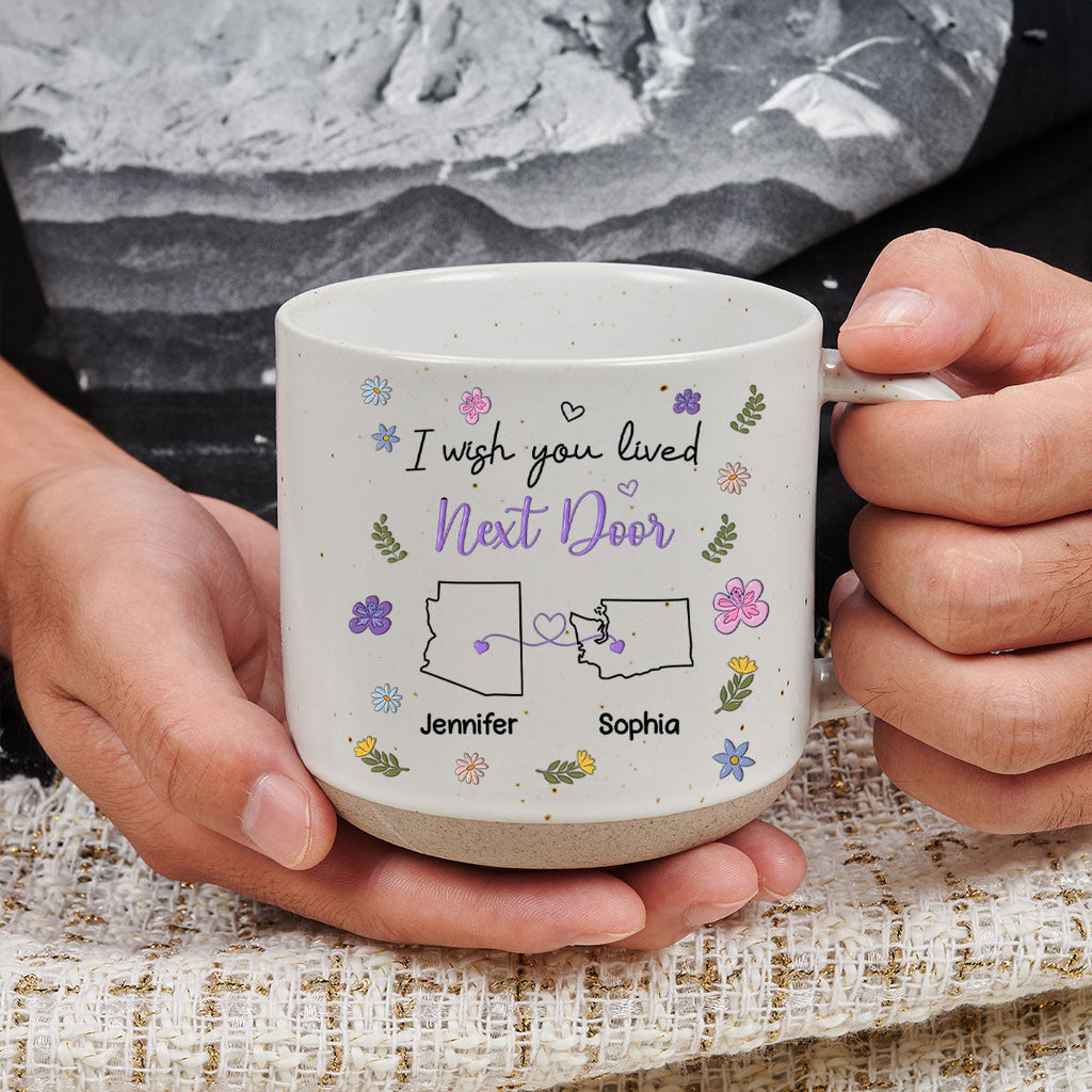 Custom Best Friend, Christmas & Birthday Friendship Keepsake Gift • I Wish We Lived Closer Flowers Version - Personalized Pottery Mug