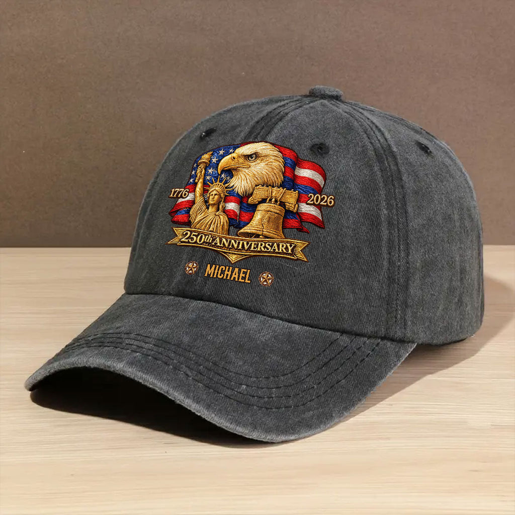 250 Years Of Freedom - Personalized Vintage Washed Denim Cap