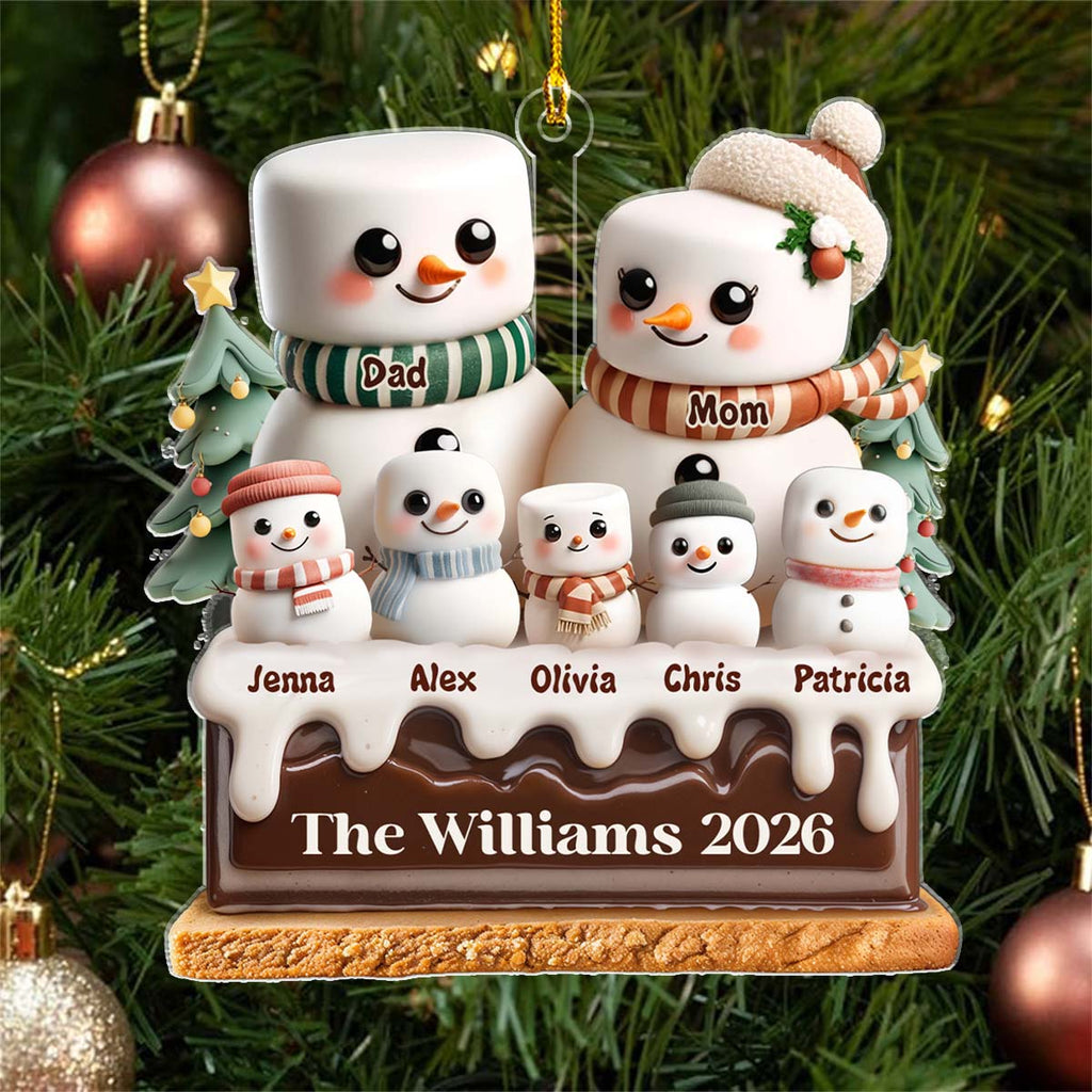 Custom Family Ornament, Christmas Gift for Family Members •  A Marshmallow Family Christmas - Personalized Acrylic Ornament
