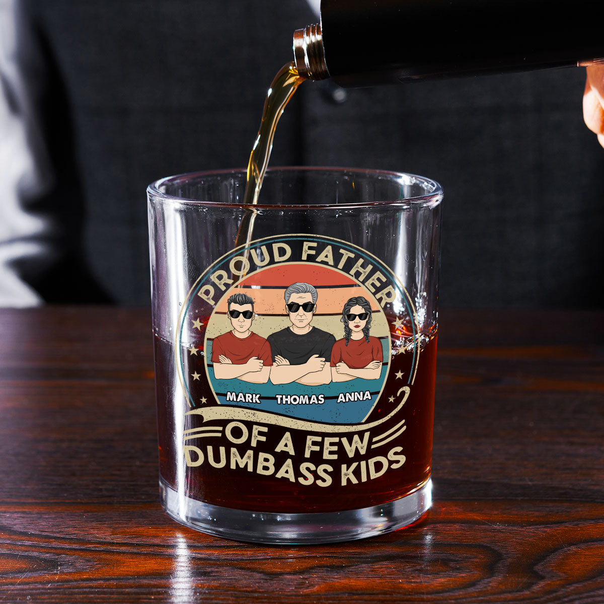 Custom Father's Day Birthday Gifts for Dad • Proud Father Of A Few Kids - Personalized Whiskey Glass