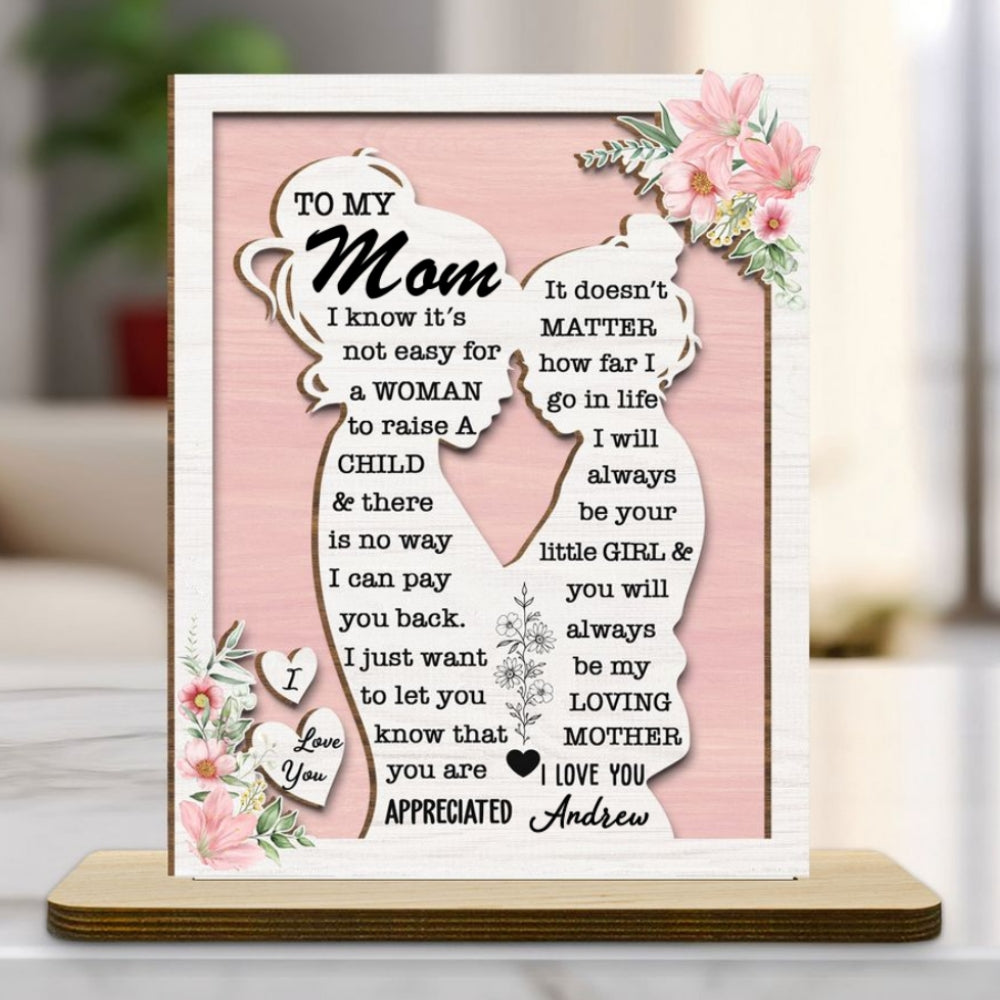 Custom Mother's Day Decor, Gift for Mom & Grandma • To My Mommy - Personalized 2-Layer Wood Plaque With Flat Base
