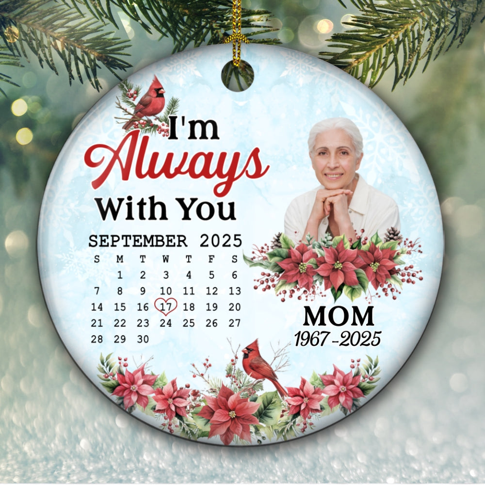 Custom Photo Memorial Christmas Ornament, Sympathy Keepsake • A Day To Remember - Personalized Ceramic Ornament