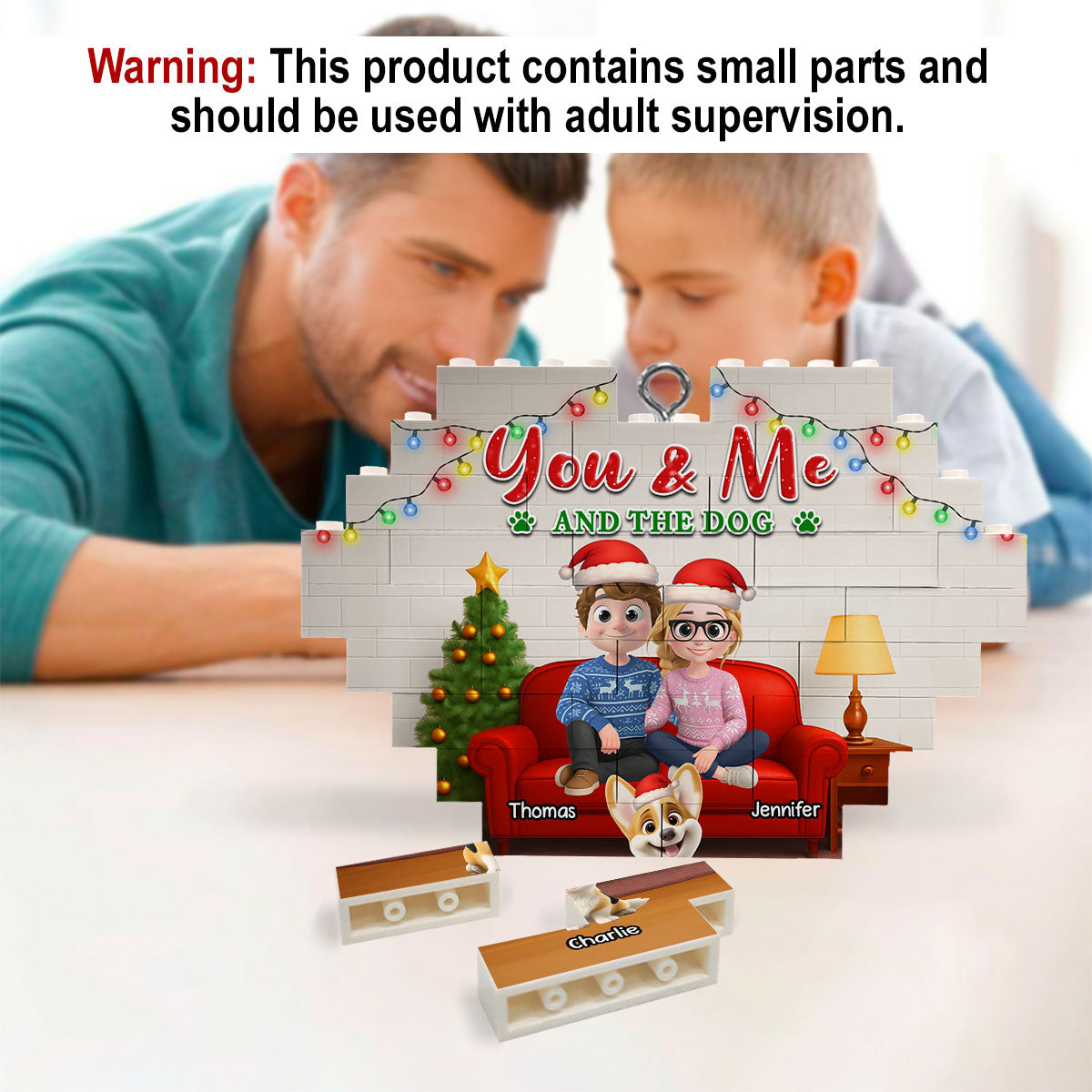 Custom Family Ornament, Christmas Gift for Family Members •  In The Same Home - Personalized 3D Effect Heart Puzzle Ornament