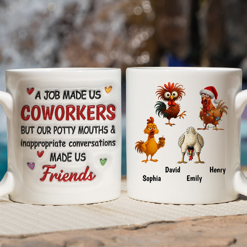 Custom Coworker, Christmas & Birthday Team Appreciation Gift • Office Laughter Makes Us Friends - Personalized 3D Inflated Effect Mug